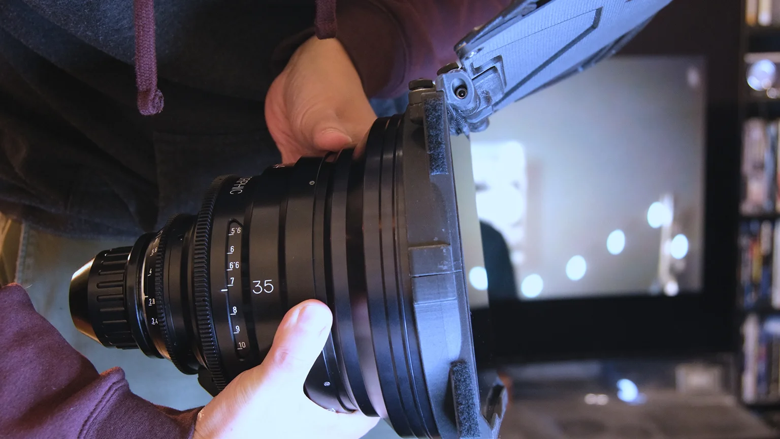 Abracam ClipOne 6x6 matte box with custom eyebrow on LOMO 35mm Round Front